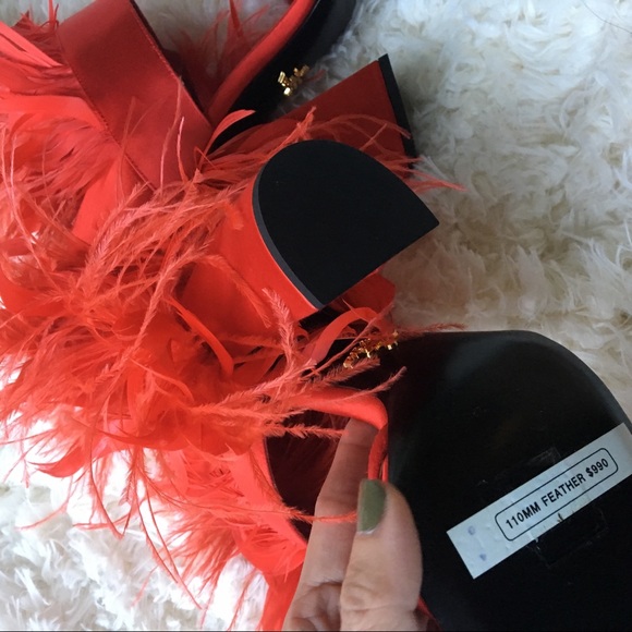 Prada Feather Block Heels Sandal Shoes - Picture 6 of 7